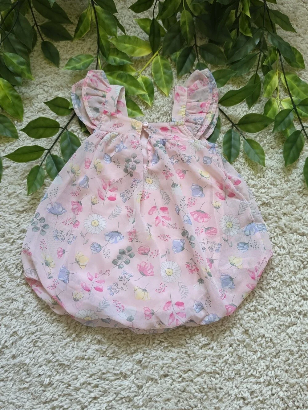 Baby Girl Floral Bubble Romper (6-9 Months)